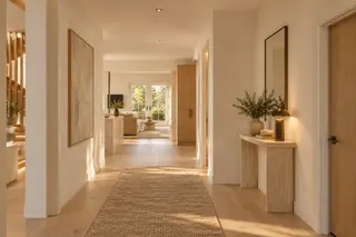 Fulton House — Arrival · a clear sequence from the front door to shared living