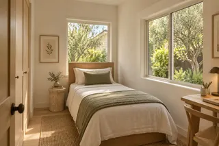 Fulton House — Bedroom 2 · a compact sleeping and study arrangement