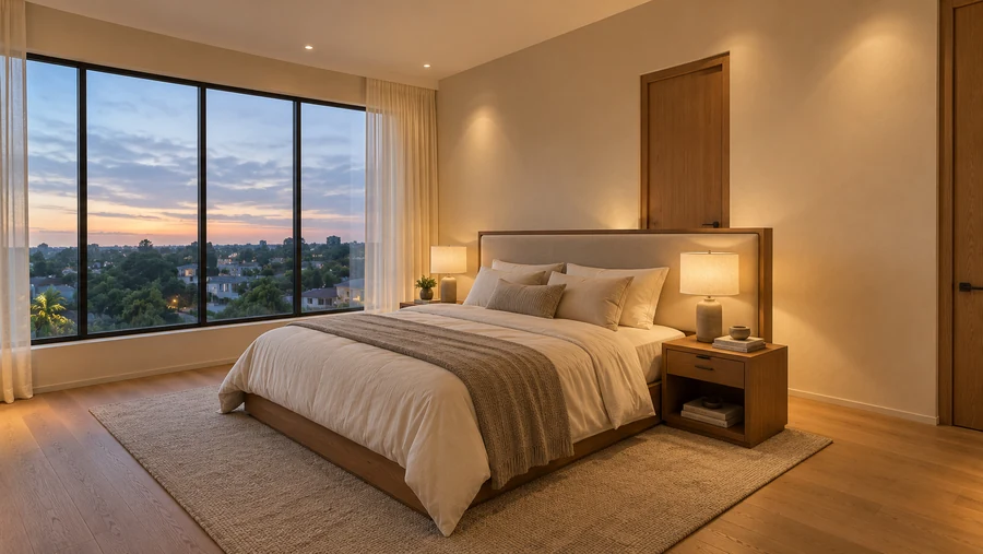 Harmony Court — Master bedroom · a private upper-floor retreat