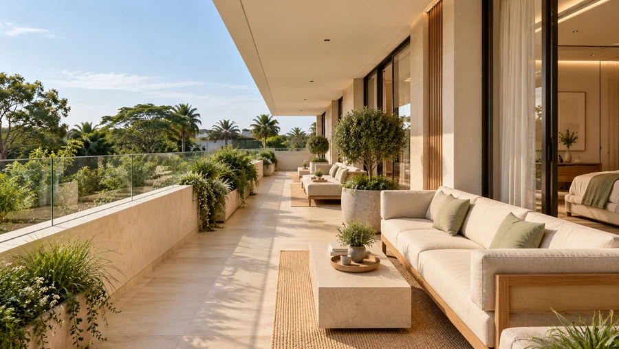 Harmony Court — Private planted terrace · an outdoor extension of the upper retreat