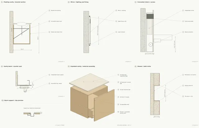 Madinah Family Villa · Bathroom joinery · vanity, mirror and cistern