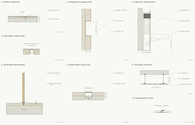 Madinah Family Villa · Wet areas · tanking, drains and niches
