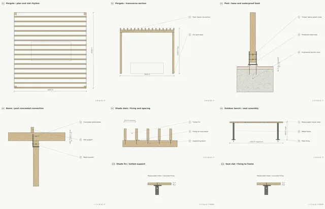 Madinah Family Villa · Court pergola · shade and outdoor joinery