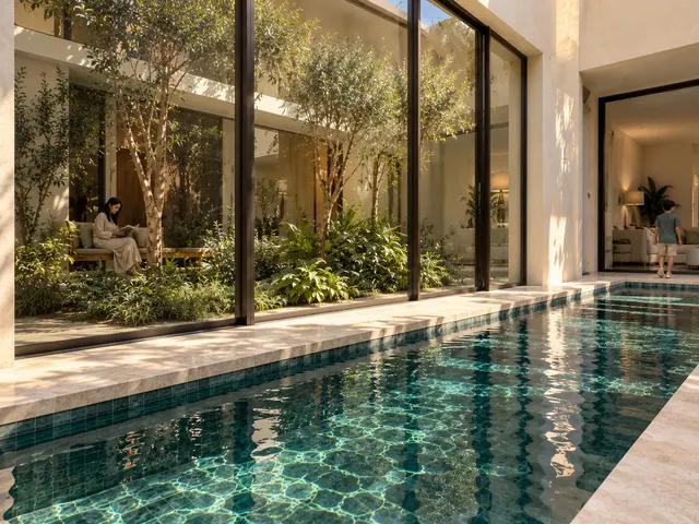 Madinah Family Villa · Exterior · Pool and glazed living room