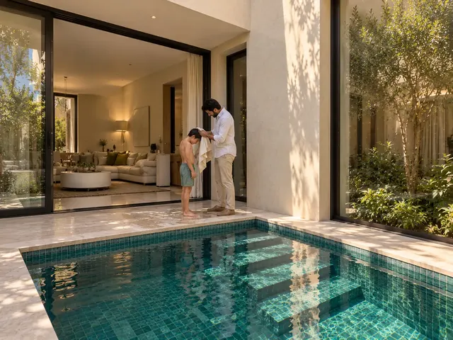 Madinah Family Villa · Exterior · South pool threshold