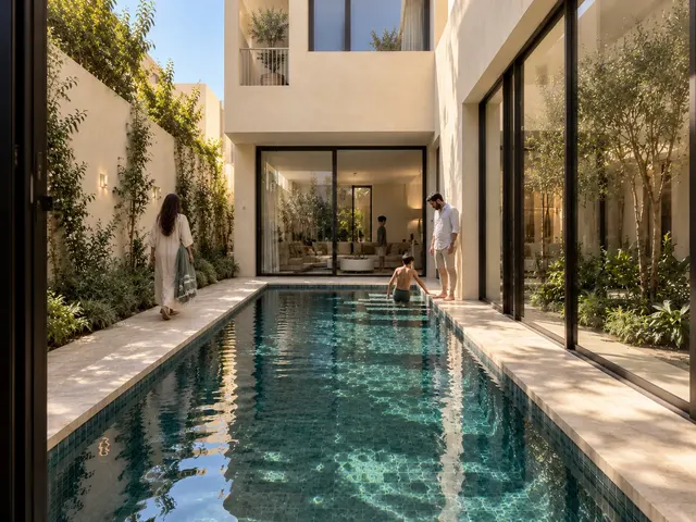 Madinah Family Villa · Exterior · Morning by the pool steps