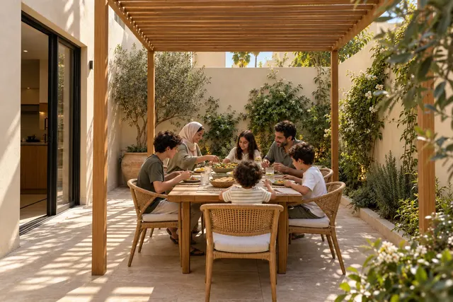 Madinah Family Villa · Exterior · Family lunch outdoors