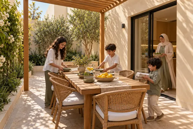Madinah Family Villa · Exterior · Family serving the outdoor table
