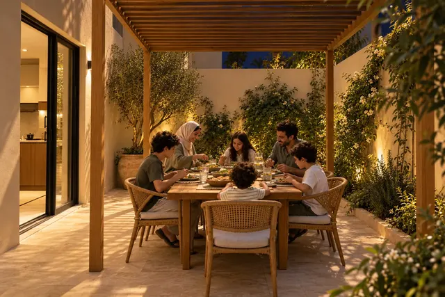 Madinah Family Villa · Exterior · Family dinner outdoors