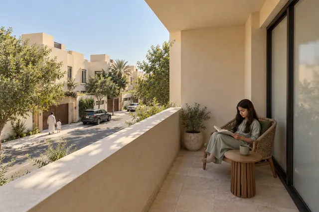 Madinah Family Villa · Exterior · Front balcony and street