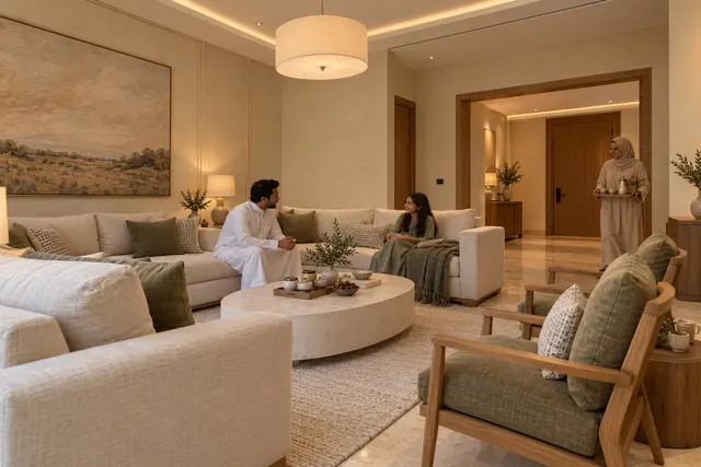 Madinah Family Villa · Interior · Salon toward entrance