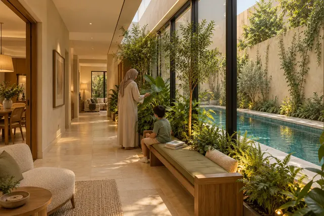 Madinah Family Villa · Interior · Indoor garden gallery