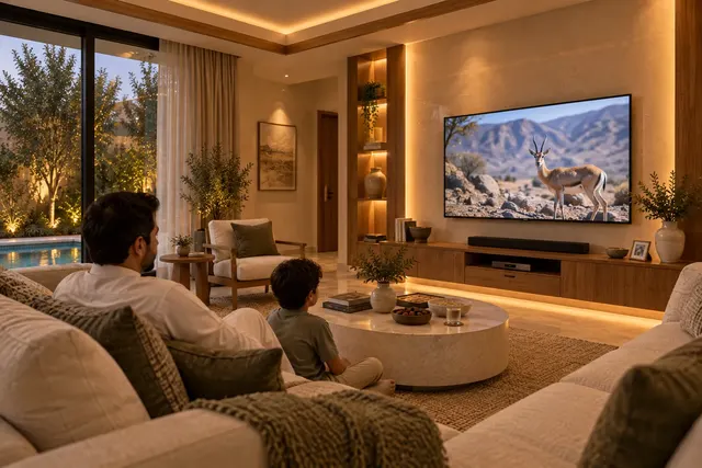 Madinah Family Villa · Interior · Family living media wall