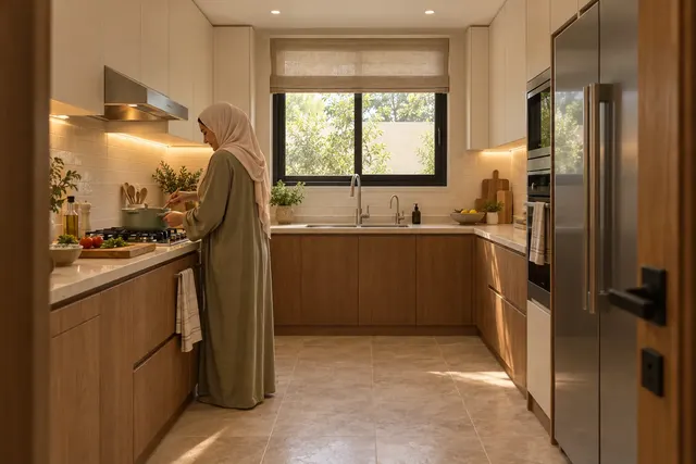 Madinah Family Villa · Interior · Service kitchen - finish study