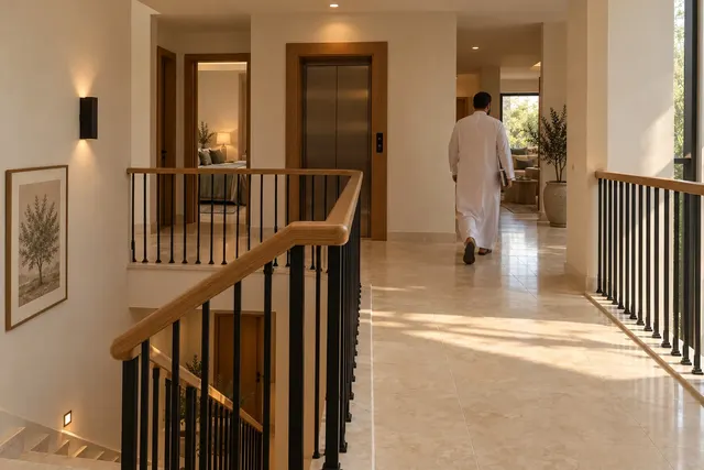 Madinah Family Villa · Interior · Stair and lift landing