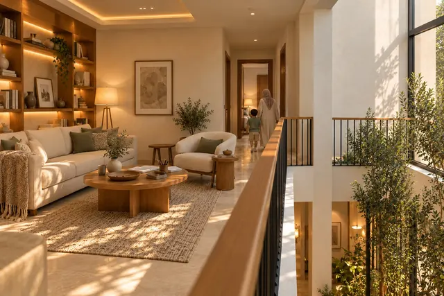 Madinah Family Villa · Interior · Gallery beside the planted lightwell