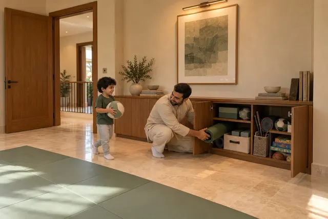 Madinah Family Villa · Interior · Sports storage and flexible activity zone