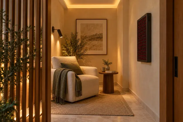 Madinah Family Villa · Interior · Private relaxation and red-light nook