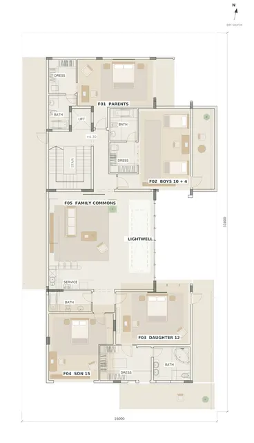 Madinah Family Villa · First floor · bedroom allocation + furniture