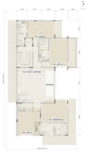 Madinah Family Villa · First floor · dimensions + opening references