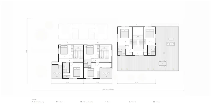 Oliver Court — Second floor furnished plan · dimensions and room legend