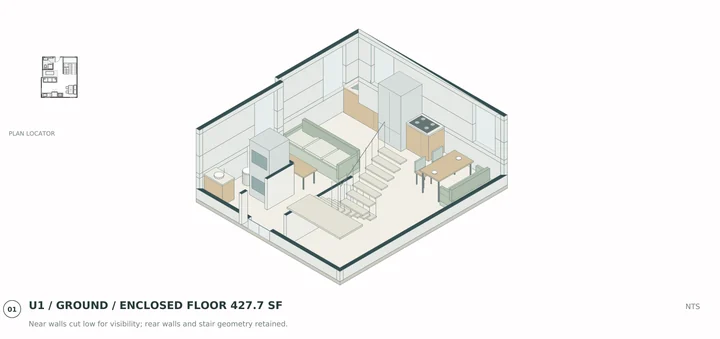 Oliver Court — Street home · ground-floor furnished cutaway
