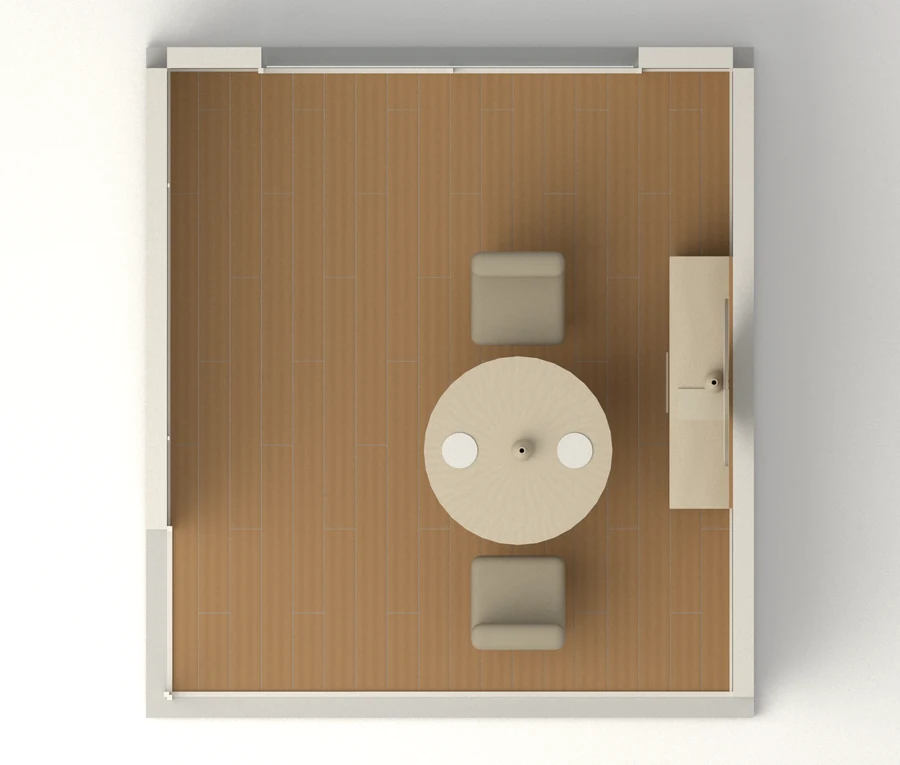 Quiet Atlas — Dining room · furnished 3d plan