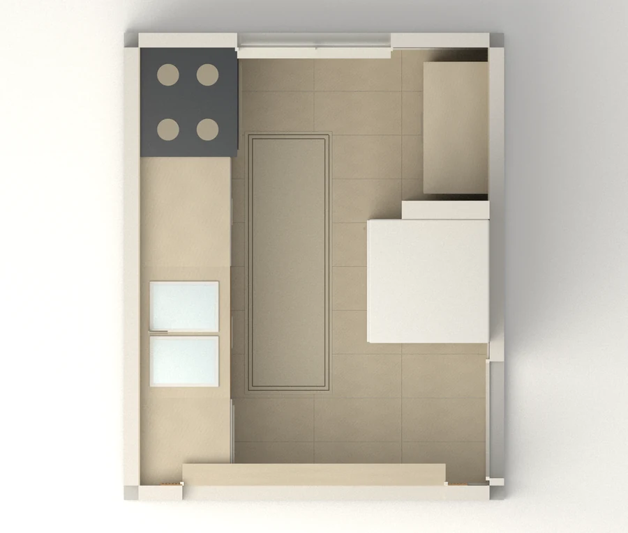 Quiet Atlas — Kitchen · furnished 3d plan