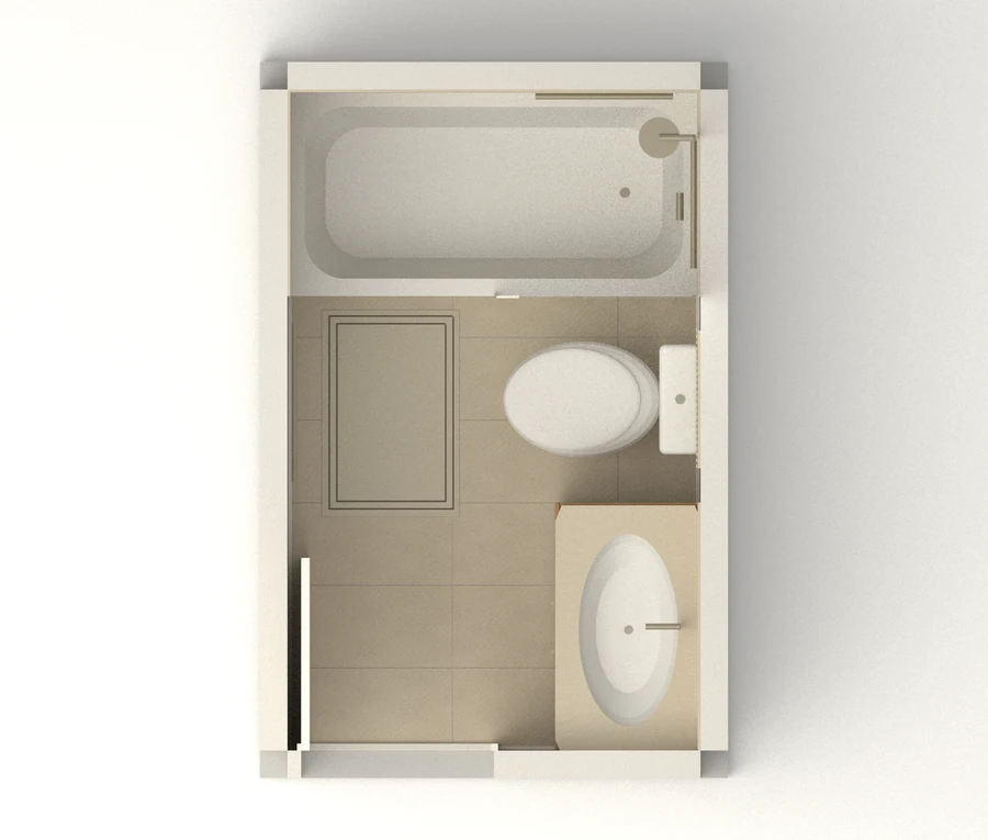 Quiet Atlas — Bathroom · furnished 3d plan