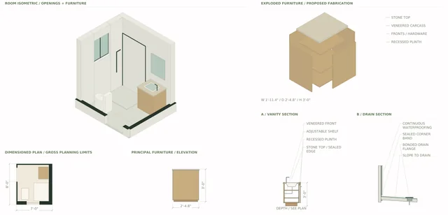 Roxbury Residence — Guest Bath / Compact Wet Area