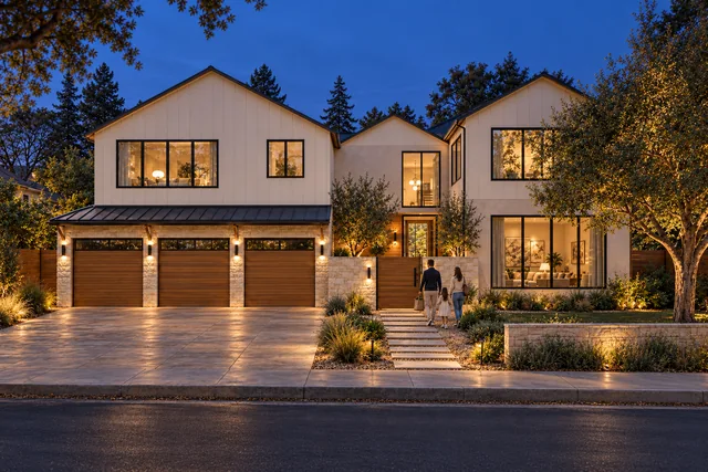 Roxbury Residence — Exterior · Front blue hour