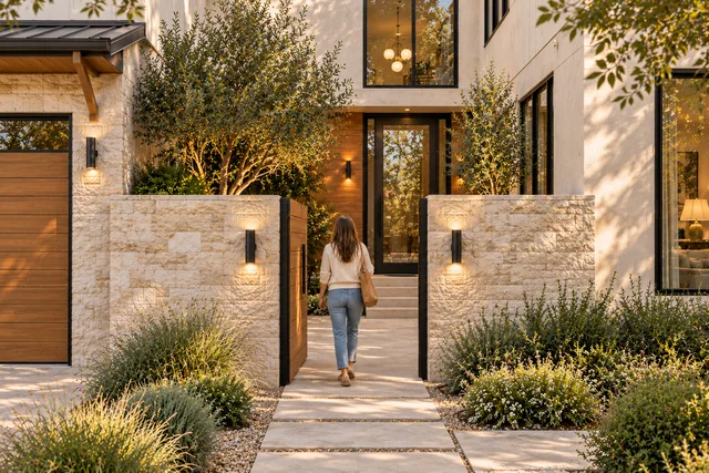 Roxbury Residence — Exterior · Private gate open