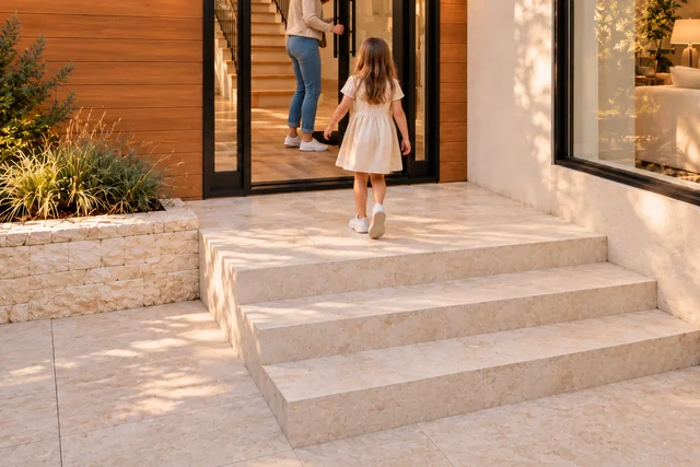 Roxbury Residence — Exterior · Entry steps and threshold