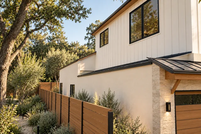 Roxbury Residence — Exterior · Garage side shoulder