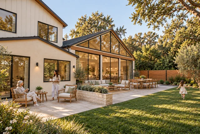 Roxbury Residence — Exterior · Rear from garden right
