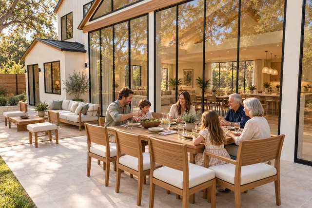 Roxbury Residence — Exterior · Alfresco family table
