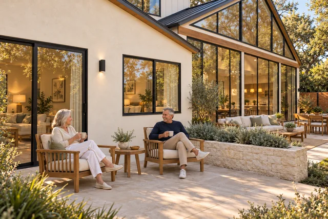 Roxbury Residence — Exterior · Private in law patio