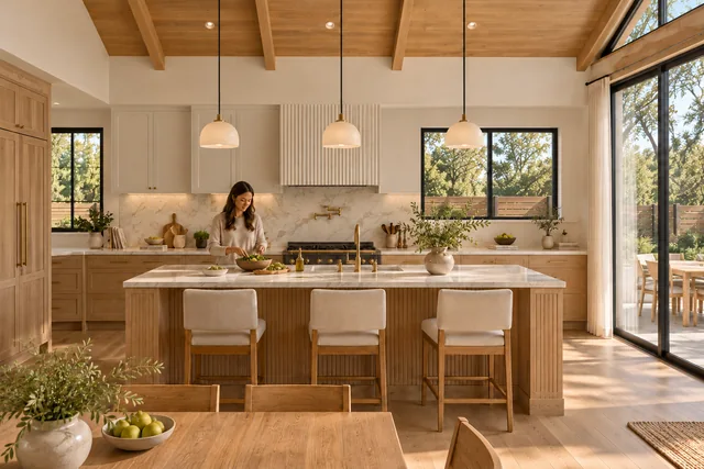 Roxbury Residence — Interior · Kitchen cabinetry and island