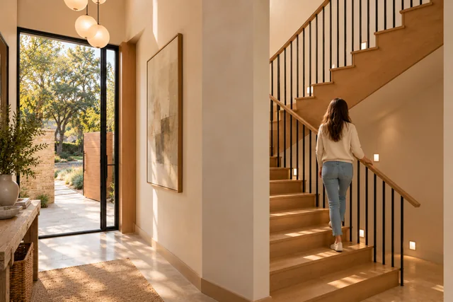 Roxbury Residence — Interior · Stair and entry arrival