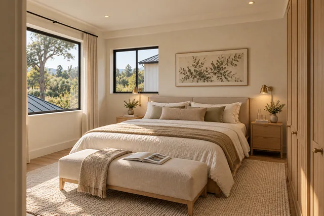 Roxbury Residence — Interior · Guest bedroom bed wall