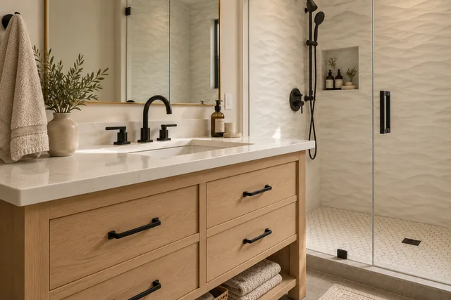 Roxbury Residence — Interior · Guest bath vanity