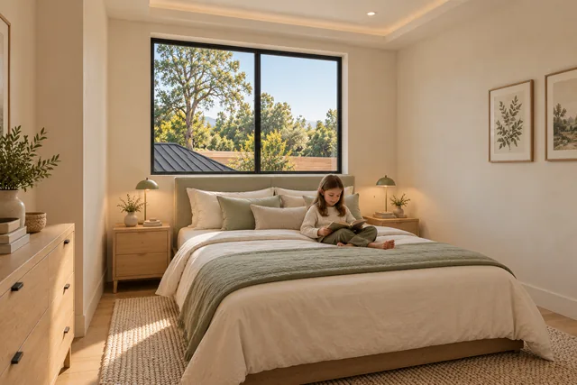 Roxbury Residence — Interior · Bedroom A garden light