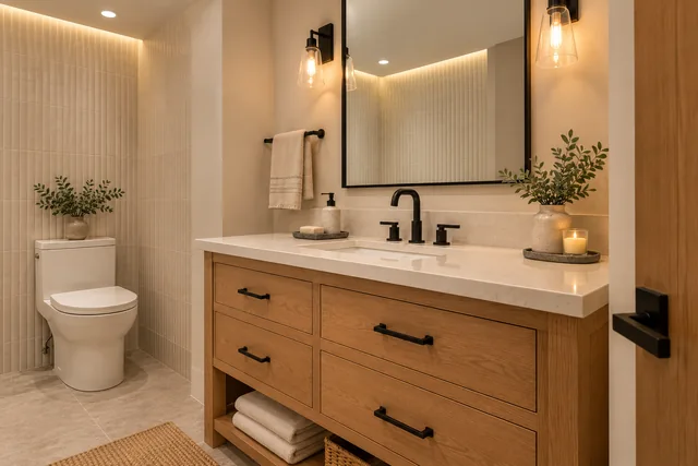 Roxbury Residence — Interior · Hall bath vanity detail