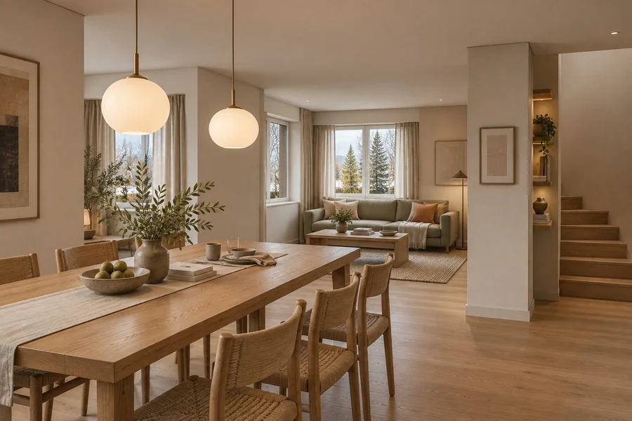 Trondheim Residence — Dining and family room · connected spaces for shared daily life